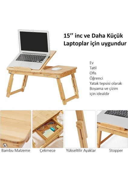 Laptop Standı Yükseltilebilir Ders Çalışma Masası Çocuk Çalışma Sehpası Yatak Sehpası Ders Masası Yb