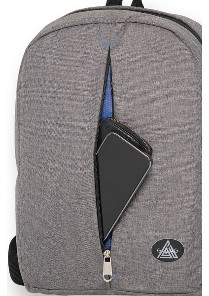 Ön Cepli Astarlı Çok Fonksyonlu Su Geçirmez Ortopedik Gri Laptop Notebook Sırt Çantası 16 Inç.