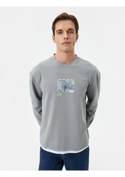 4WAM70245MK 044 Grı Erkek Jersey Sweatshırt