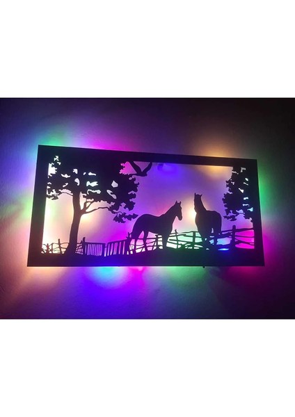 LED Işıklı Ahşap At Çiflliği Dekorlu Gece Lambası fiyatları