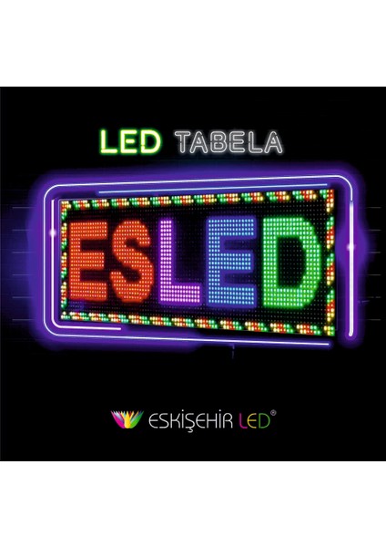 Rgb LED Tabela Kayan Yazı - Renkli Kayan Yazı LED Tabela - 16X64 cm Tek Yön