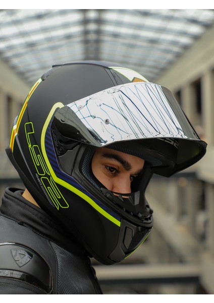 Rapıd 2 Extra Mat Neon Sarı-Navy Mavi Kask
