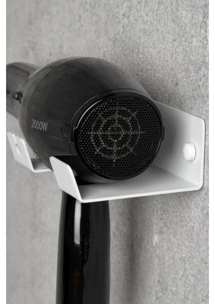 Siyah Saç Kurutma Makinesi Askısı - Metal Fön Makinesi Rafı Banyo Askısı