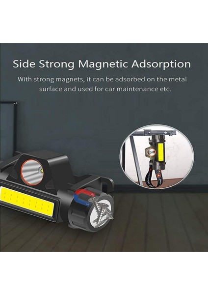 Fasdaga Şarj Edilebilir Xpe + Cob Kafa Işığı, Su Geçirmez Kafa Işığı El Feneri, Ayarlanabilir Kafa Işığı, Bisiklete Binme, Koşu, Balık Tutma Vb. (Yurt Dışından)