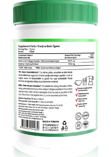 Collagen Peptides + Matcha Powder 300 g fiyatları