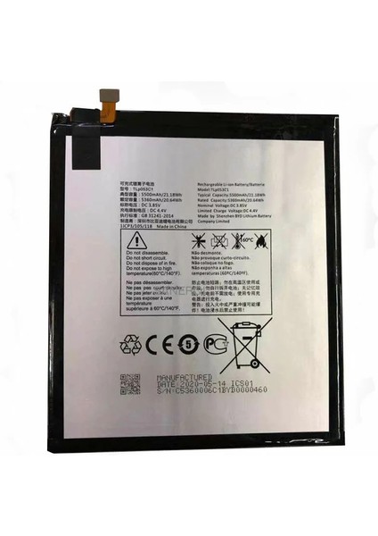 Tcl Tab 10 Tablet Pil Batarya TLP053C1 5500 Mah