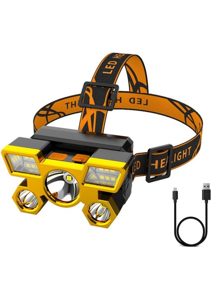 Dahili 18650 Pil ile 5 LED USB Far Açık Kamp Far (Yurt Dışından)