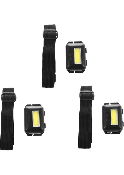 3x Cob LED Mini Kafa Işık Lambası Far 3 Modu Yağmur Geçirmez Kafa Torch El Feneri Kafası Açık Kamp Balıkçılık Siyah (Yurt Dışından)