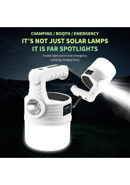 Açık Güneş ve USB Şarj El Feneri LED Kamp Işık Acil Işık Uzak Spot Işığı Vurgulama Projektör (Yurt Dışından)