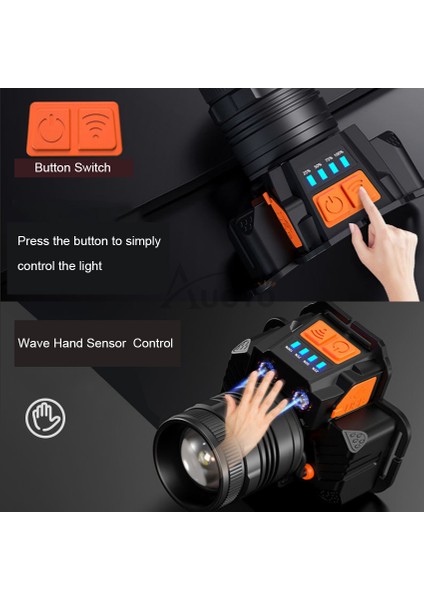 Auoyo Dış Mekan Far Şarj Edilebilir LED Farlar Ayarlanabilir Işıklı Far Su Geçirmez Güçlü Işık Teleskopik Yakınlaştırma Kafaya Monte Lamba Kamp Balıkçılık Açık Yürüyüş (Yurt Dışından) fiyatları