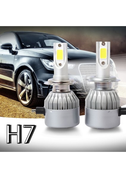 Quanbu Yeni 2 Adet C6 LED Araç Far Kiti Cob H7 36W 7600LM Beyaz Ampuller (Yurt Dışından)
