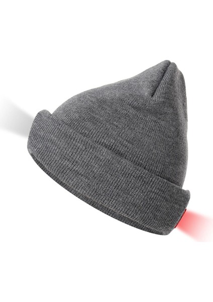 Işıklı LED Bere Şapkası, Ayarlanabilir Parlaklığa Sahip USB Şarj Edilebilir Işıklı Şapka, Ultra Yumuşak Malzeme, Gri (Yurt Dışından)