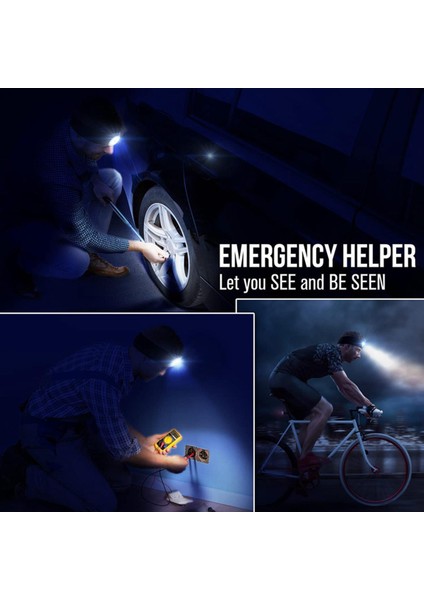 Şarj Edilebilir Gece Lambası LED Kamp Işığı LED Far Çalışan Işık Kafa Bandı 6000K Beyaz Işık, Sos Işığı (Yurt Dışından)