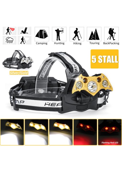 Spor Hayatının Tadını Çıkarın LED T6 Far Far Far 18650 USB Şarj Edilebilir 5 Tezgah Balık (Yurt Dışından)