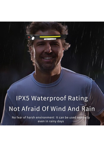Xpe Cob Far USB Şarj Edilebilir Far Dalga Indüksiyon Kafa Lambası 4 Mod Aydınlatma Silikon Kafa Işık (Yurt Dışından) fiyatları