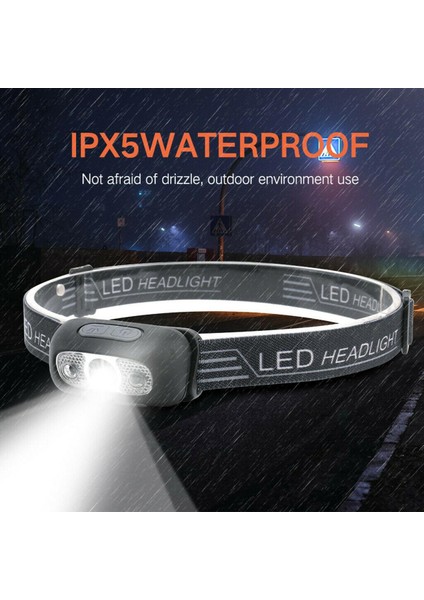 Taşınabilir LED Far USB Şarj Edilebilir Far Kafa Lambası Torch El Feneri Su Geçirmez Hafif (Yurt Dışından)