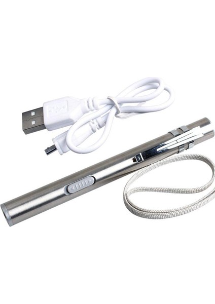 USB Şarjlı Mini Beyaz Işık El Feneri Kalem Klipsi ile Süper Parlak Kalem Tipi Tek Modlu LED Elektrikli Torch (Yurt Dışından)