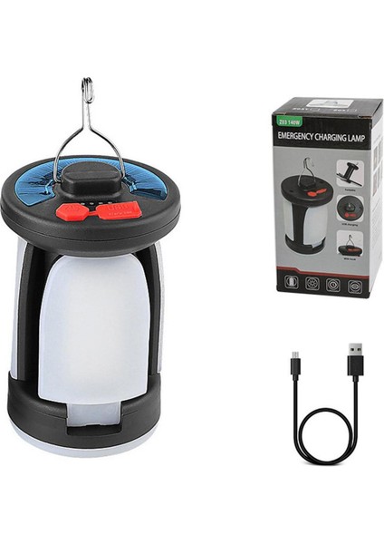 5W Güneşli Kamp Feneri Taşınabilir Katlanabilir Kanca Acil Şarj Işığı (Yurt Dışından)