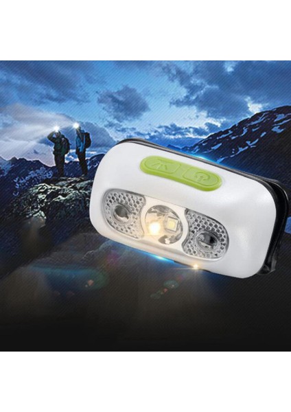 K03 Mini Kafa Işık Lambası USB Şarj Edilebilir Sensör LED Far Başkanı Torch Kamp El Feneri Beyaz (Yurt Dışından)