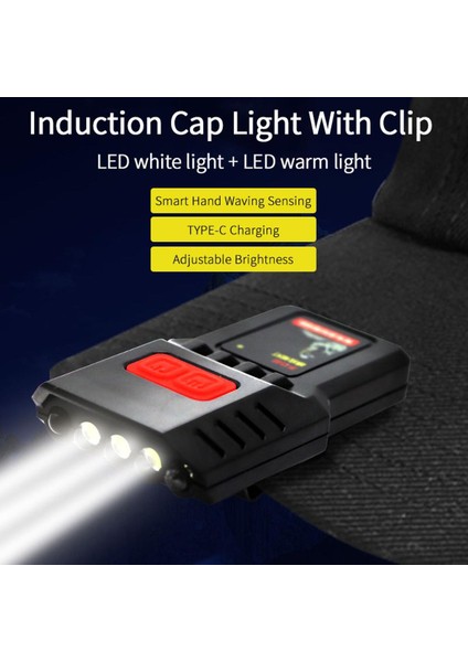 Yürüyüş Için Sensör Kapağı Işığı 3 Mod Taşınabilir Işık Lambası Far Fenerleri Tip-C Şarj Edilebilir (Yurt Dışından)