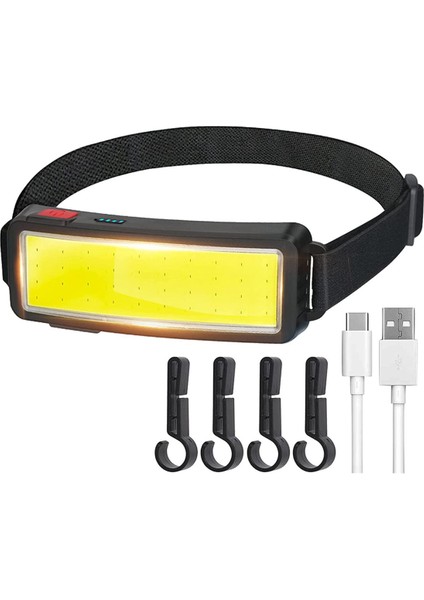 LED Far El Feneri 2000 Lümen USB Şarj Edilebilir Cob Projektör (Yurt Dışından)