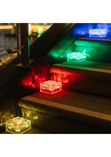 LED Güneş Buz Kare Işıklar Renk Değişimi Açık Tuğla Lamba Bahçe Avlu Yolu Veranda Merdiven Dekorasyon Için E (Yurt Dışından)