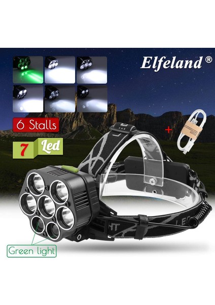 Elfeland 85000LM 7led Far Far USB Şarj Edilebilir Lamba Işığı Balık (Yurt Dışından)