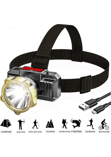 Süper Parlak LED Far USB Şarj Edilebilir Far Su Geçirmez El Feneri Başkanı Işık Koşu Balıkçılık Kamp Yürüyüş Açık Spor Için (Yurt Dışından)