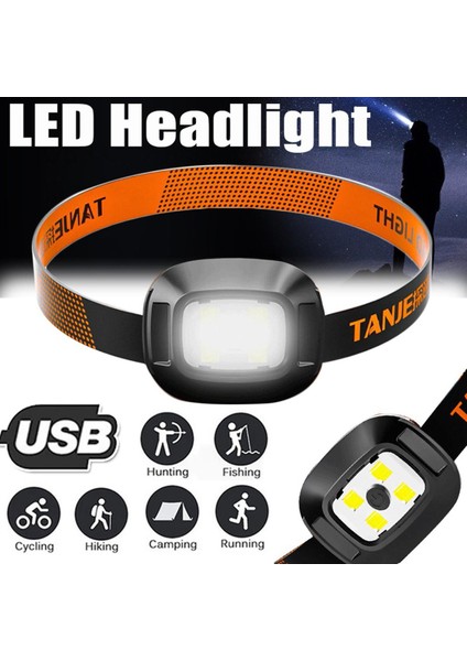 Taşınabilir USB Şarj Edilebilir El Feneri Başa Monte Balıkçılık Far 3 Mod LED Far (Yurt Dışından)