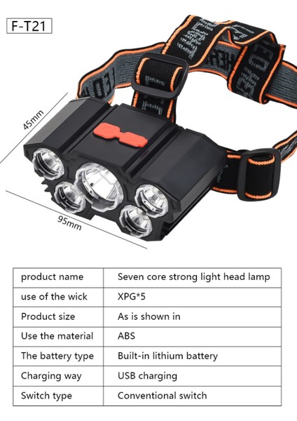 LED Far Far 5led 7led Kafa Lambası El Feneri Torch Başkanı Işık USB Şarj En Iyi Kamp, Balıkçılık (Yurt Dışından) fiyatları