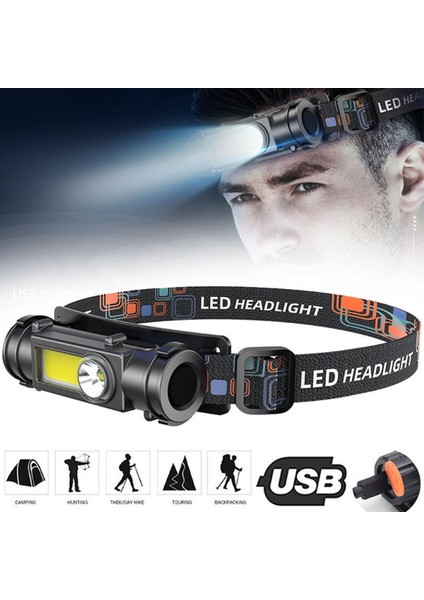 USB Şarj Edilebilir Xpe + Cob LED Far Su Geçirmez El Feneri Acil Durum Işığı Açık Kamp Yürüyüş Balıkçılık Için Araba Tamir Işığı Pil ile (Yurt Dışından)