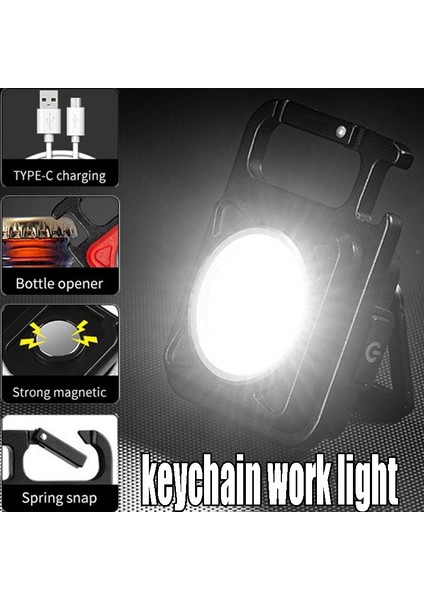 Açık Kamp Mini LED El Feneri USB Şarj Edilebilir Çok Fonksiyonlu Cob Işık Tirbuşon (Yurt Dışından)