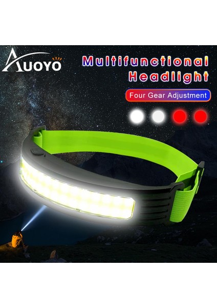 Auoyo Headworn Far Mini Taşınabilir Far Akıllı Algılama Far Geniş Menzilli Aydınlatma Cob Projektör Açık Kamp Gece Balık Tutma Farları Açık Kamp Balıkçılık Için Dört Dişli Işık (Yurt Dışından)