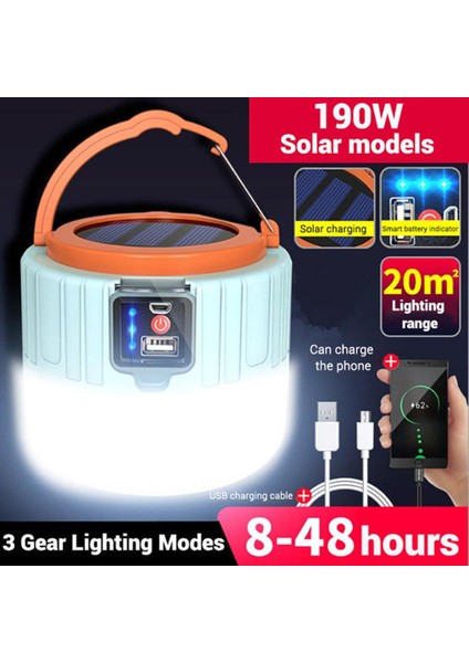 Güneş LED Kamp Işık USB Şarj Edilebilir Bul Solar Lamba Taşınabilir Fenerler Acil Durum Işıkları 280 W 190 W Barbekü Yürüyüş Için (Yurt Dışından)