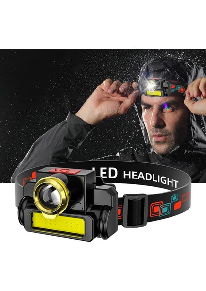 Taşınabilir Mini Güçlü LED Far Xpe + Cob USB Şarj Edilebilir Far Su Geçirmez Kafa Lambası (Yurt Dışından)