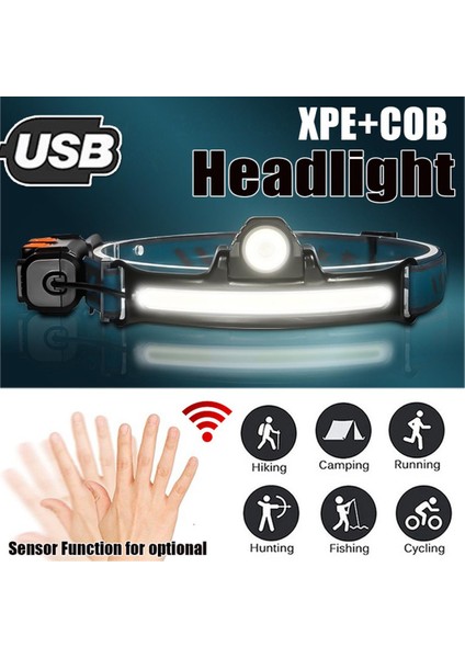 Süper Parlak Cob/xpg+Cob LED Far USB Şarj Edilebilir Acil Far Taşınabilir El Feneri Kamp Yürüyüş Balıkçılık Araba Tamir Açık Hava Sporları Için (Yurt Dışından)