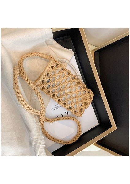 2022 Moda Kadın Küçük Crossbody Telefon Çantası Düz Renk Oymalı Dokuma Tığ Işi Hafif Örgülü Omuz Çantası (Yurt Dışından) modelleri