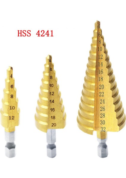 4241 Altıgen Düz Yiv Kademeli Matkap Titanyum Kaplama Spiral Yiv (Yurt Dışından) indirimleri