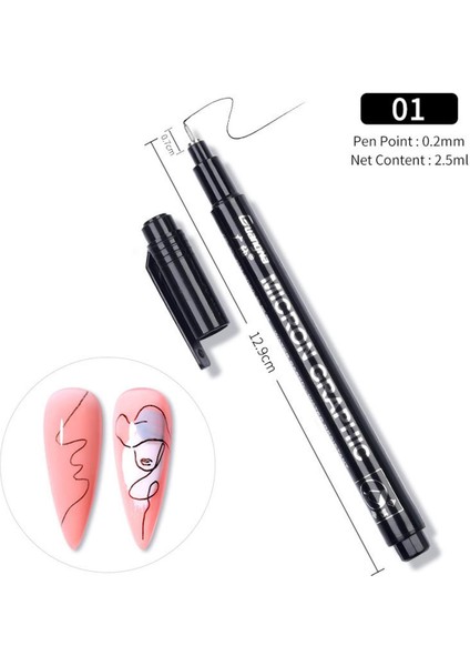 1pc Nail Art Graffiti Kalem Uv Jel Lehçe Su Geçirmez Çizim Boyama Astar Fırçası (Yurt Dışından)