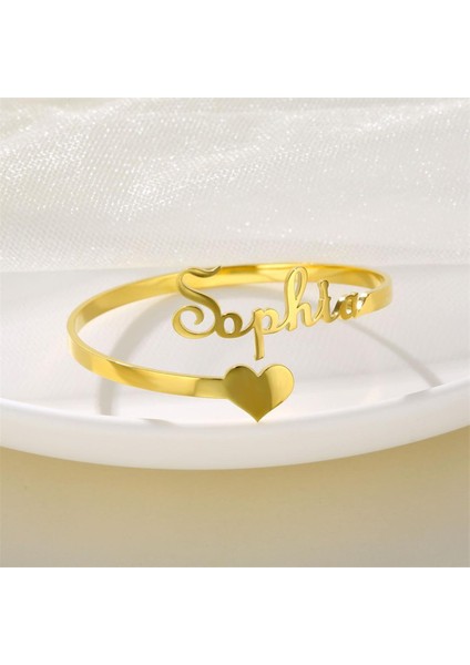 Kişiselleştirilmiş Adı Bilezik Charms Paslanmaz Çelik Özel Ad Kalp ile El Yapımı Tabela Bilezikler Kadınlar Için Bileklik Hediye (Yurt Dışından)