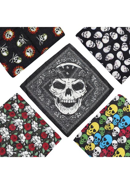 Kafatası Bandana Kare Eşarp % 100% Pamuk Kare Mendil Hip Hop Spor Paisley Bisiklet Başörtüsü Kadın Eşarp Boyun (Yurt Dışından)