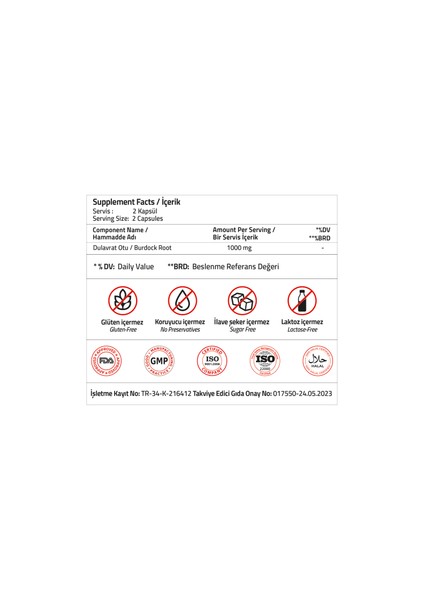 Burdock Root 1000 mg 60 Capsules modelleri