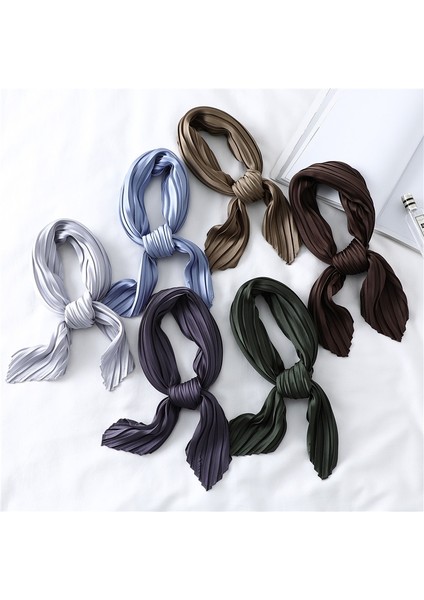 Yeni Buruşuk Kare Ipek Eşarp Küçük Boyun Bandana Kadınlar Için Buruşuk Katı Hairband Dekorasyon Sıska Kolu Şeritler Fular (Yurt Dışından) modelleri