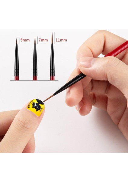 3 Adet/takım Nail Art Liner Fırça Açı Çizim Boyama Uv Jel Hattı Kalem Tırnak Araçları (Yurt Dışından)