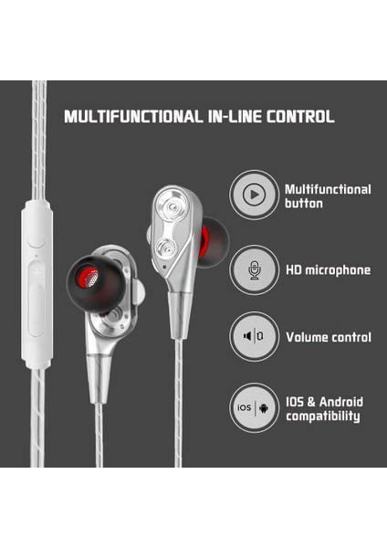 Olhveitra Kablolu Kulak Içi Kulaklık 3.5mm Auriculares Cep Telefonu Pc Için Kulakiçi Çift Mekanizmalı Stereo Kulaklık Kulaklık Oyun Handfree (Yurt Dışından) modelleri