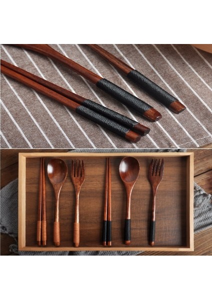 Doğal Tahta Kaşık Çubuklarını ve Çatal Yemek Takımı Pirinç Çorbası Sofra Tahıl El Yapımı Ev Sofra Sofra (Yurt Dışından) fırsatları