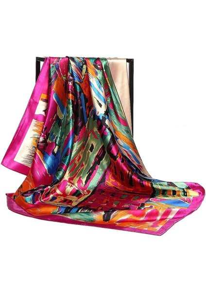90*90CM Ipek Eşarp Kadın Baskı Saç Boyun Kare Ofis Bayanlar Şal Bandana Müslüman Başörtüsü Mendil Susturucu Fular Kadın (Yurt Dışından)