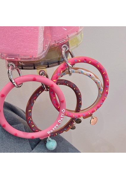 Japonya Kawaii Sevimli Donut Evrensel Yumuşak Silikon Bilezik Apple 14 11 13 12 Pro Max Mini Anti-Kayıp El Taşıma Telefon Bileklik (Yurt Dışından)