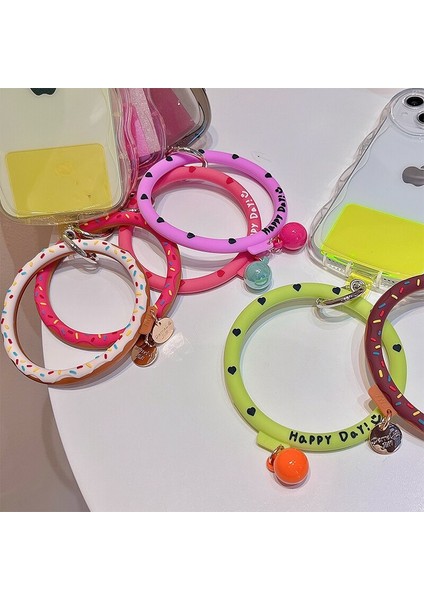Japonya Kawaii Sevimli Donut Evrensel Yumuşak Silikon Bilezik Apple 14 11 13 12 Pro Max Mini Anti-Kayıp El Taşıma Telefon Bileklik (Yurt Dışından) fiyatları