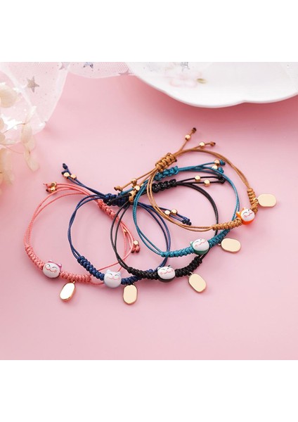 Yeni Renk Basit Sevimli Seramik Şanslı Kedi Yıldız Bilezik El Dokuması Kırmızı Renkler Halat Bileklik Kadınlar Için Genç Kız Takısı Hediye (Yurt Dışından) fiyatları